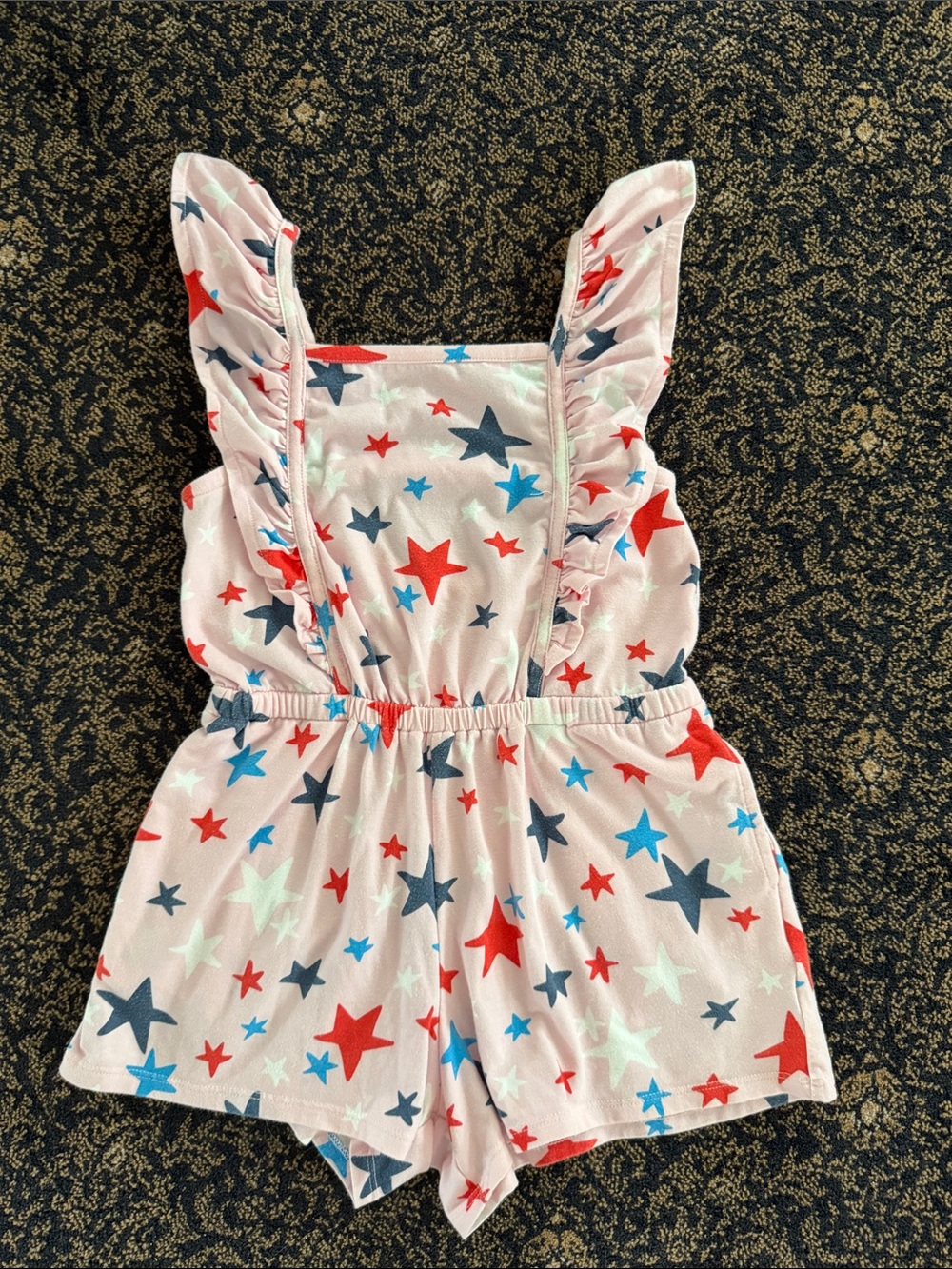 Tucker + Tate Pink Star Print Ruffle-Strap Romper